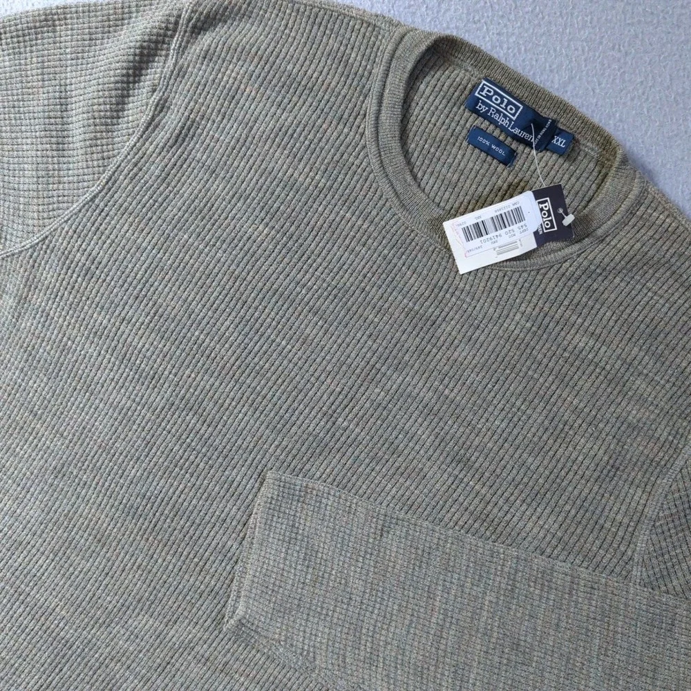 Polo‎ Ralph Lauren VTG Waffle Knit Sweater Mens XXL Olive Green 100% Wool NWT